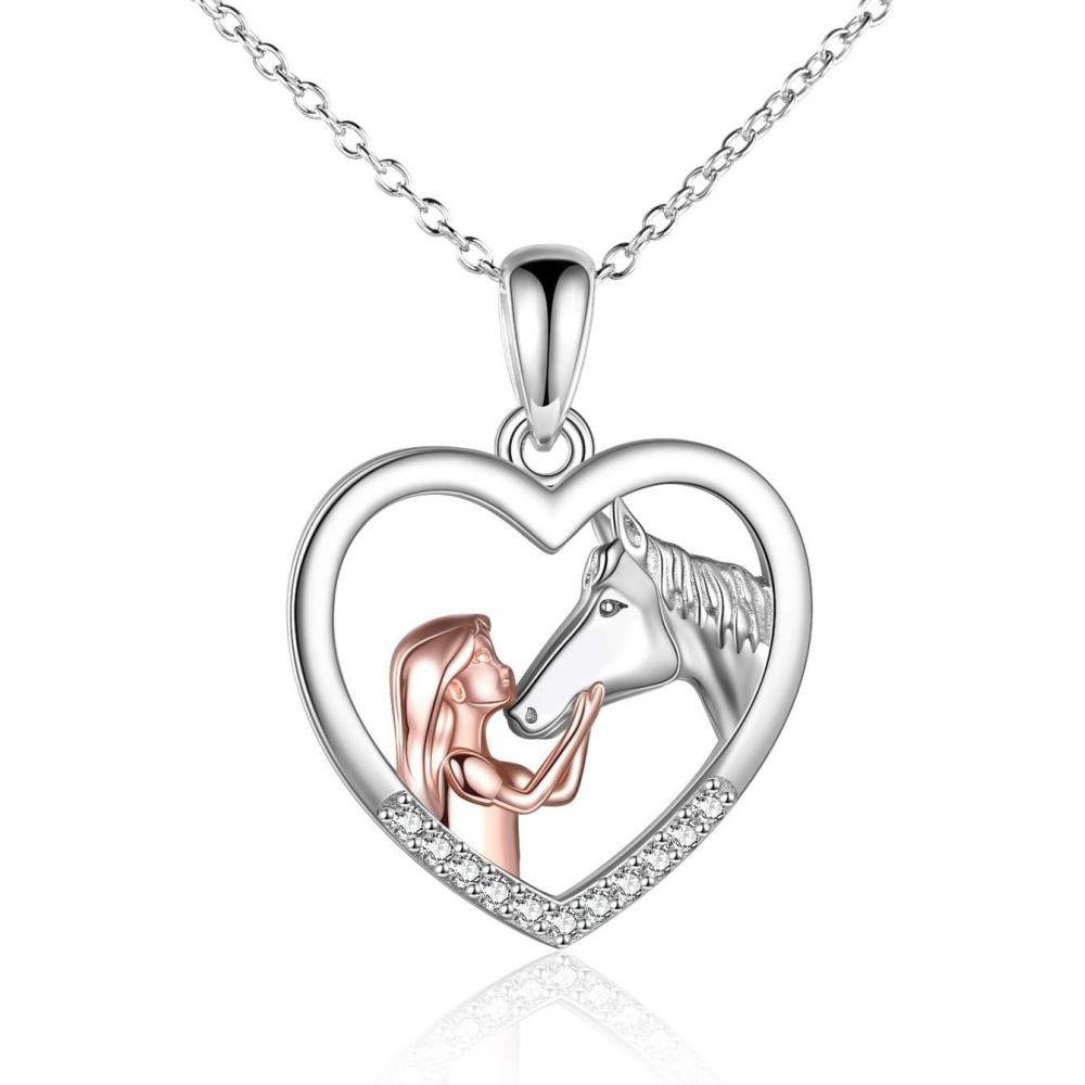imageYFN Horse Pendant Necklace Sterling Silver Women with Horse Gift for WomenA White Horse Necklace