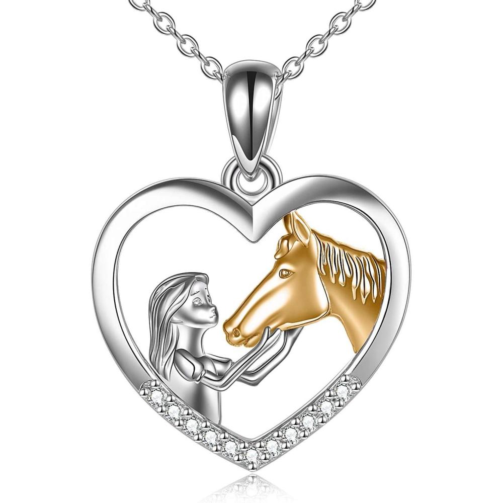 imageYFN Horse Pendant Necklace Sterling Silver Women with Horse Gift for WomenGold Horse Necklace