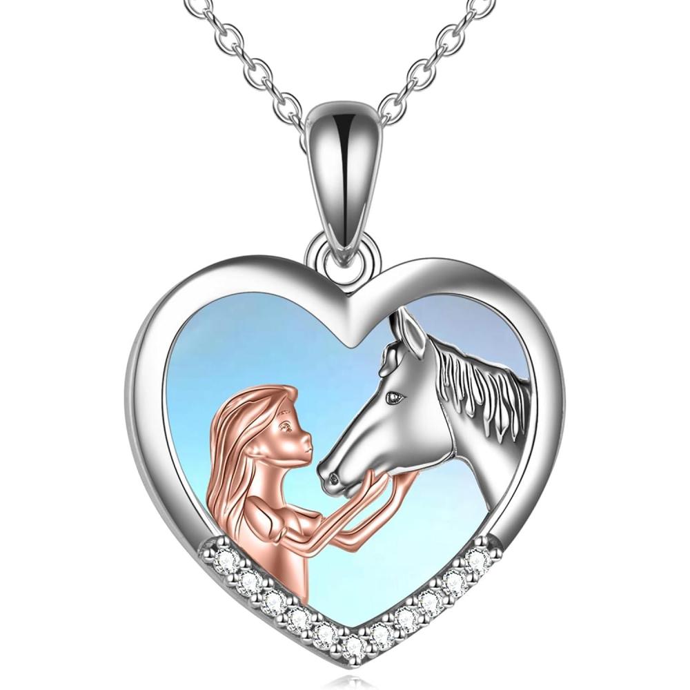 imageYFN Horse Pendant Necklace Sterling Silver Women with Horse Gift for WomenMoonstone Necklace