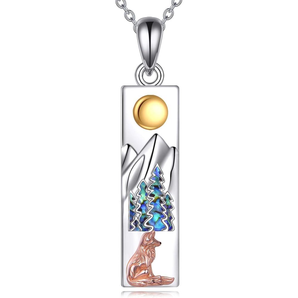 imageYFN Mountain Necklace for Women Sterling Silver Nature Jewelry Gift for Skiers Hikers Campers Climbers and Nature LoversSilverFox Necklaces