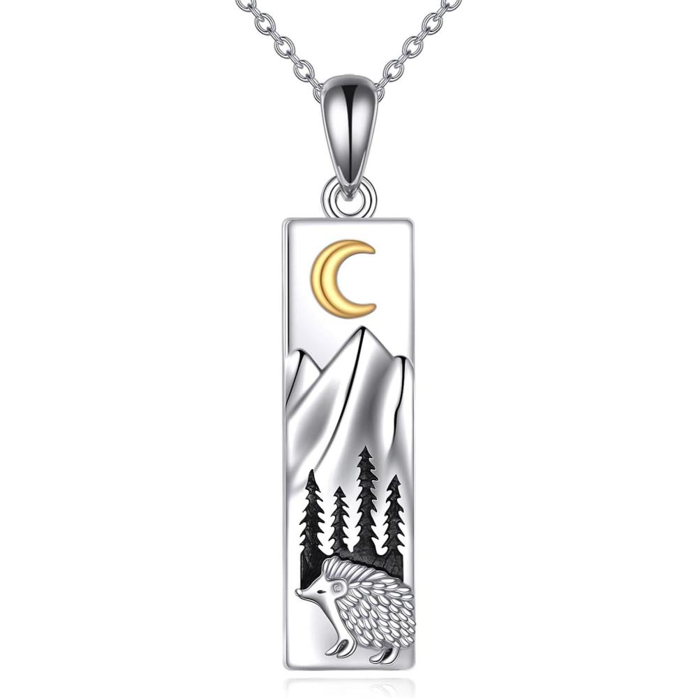 imageYFN Mountain Necklace for Women Sterling Silver Nature Jewelry Gift for Skiers Hikers Campers Climbers and Nature LoversSilverHedgehog Necklace