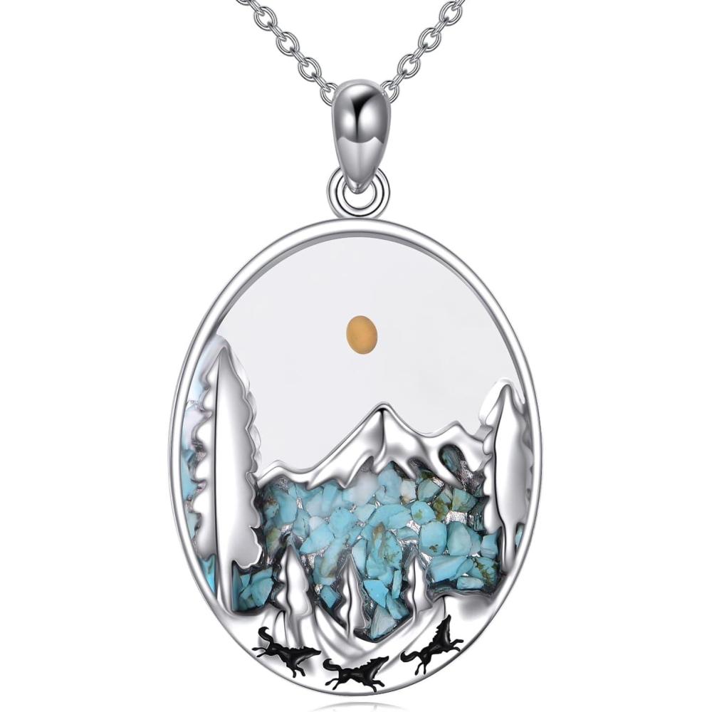 imageYFN Mountain Necklace for Women Sterling Silver Nature Jewelry Gift for Skiers Hikers Campers Climbers and Nature LoversSilverSnowy Mountain Necklace