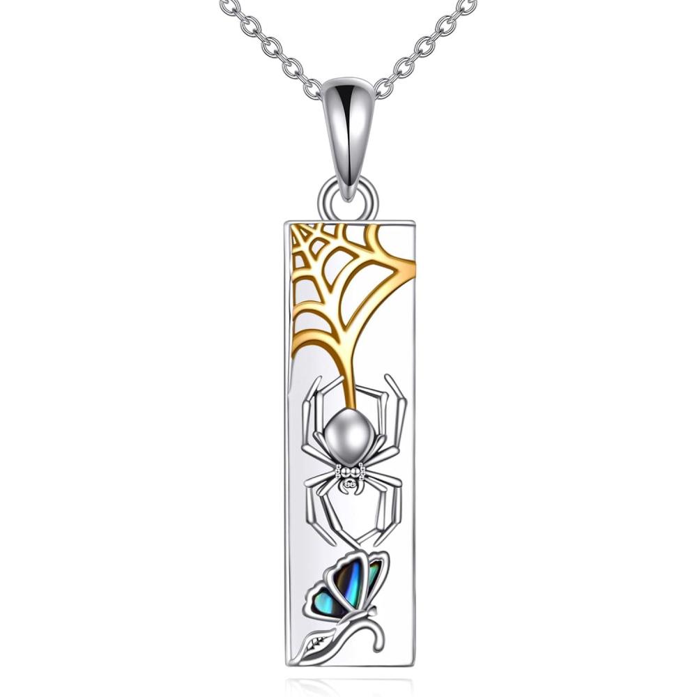 imageYFN Mountain Necklace for Women Sterling Silver Nature Jewelry Gift for Skiers Hikers Campers Climbers and Nature LoversSilverSpider Necklace