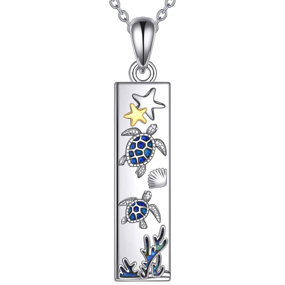 imageYFN Mountain Necklace for Women Sterling Silver Nature Jewelry Gift for Skiers Hikers Campers Climbers and Nature LoversSilverTurtle Necklace