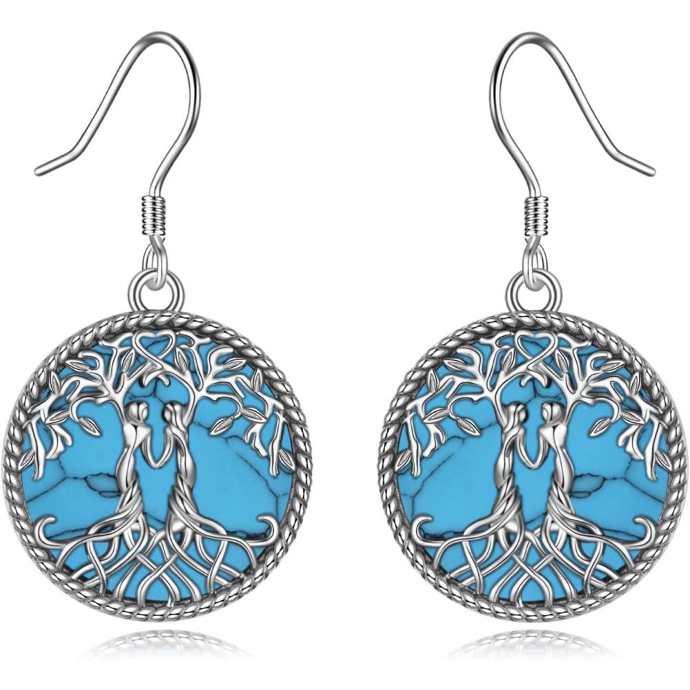 imageYFN Sister Earrings Gifts from Sister Sterling Silver Crystal Sister Earrings Jewelry Birthday Jewelry Gift for SistersSilverTurquoise Sister Earrings