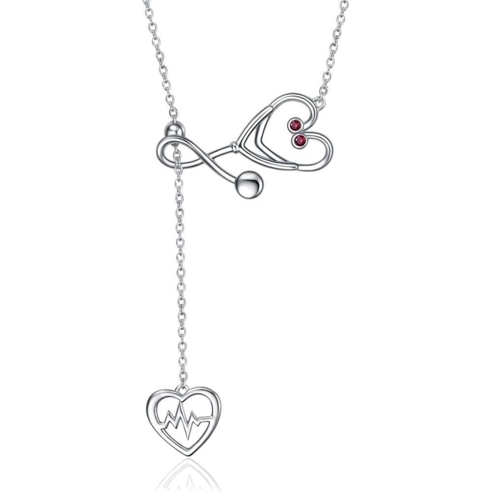 imageYFN Sterling Silver Caduceus Angel Nursing Themed Stethoscope Pendant Necklace 18quotJanuaryStethoscope Necklace
