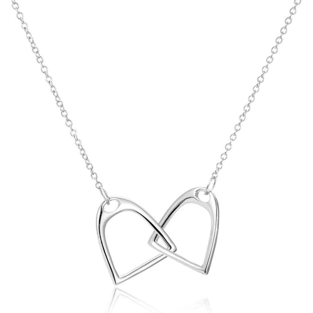 imageYFN Sterling Silver Double Horse Strirrup Lariat Necklace Gift For WomenInterlock Stirrup Necklace