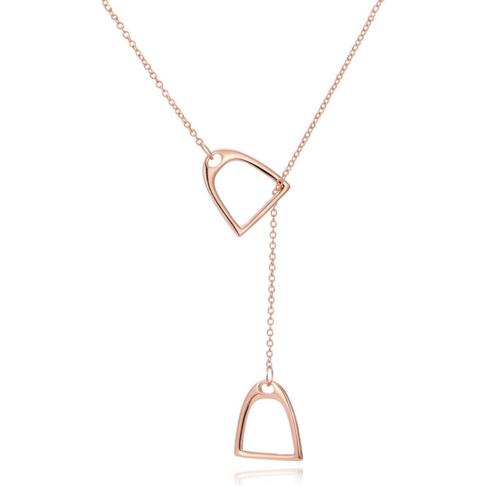 imageYFN Sterling Silver Double Horse Strirrup Lariat Necklace Gift For WomenRose Gold Horse Jewelry