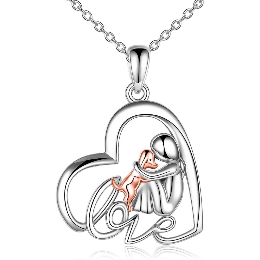 imageYFN Sterling Silver Keepsake Dog Pendant Necklace Dog Lover Memorial Gifts for WomenLove Dog Necklace