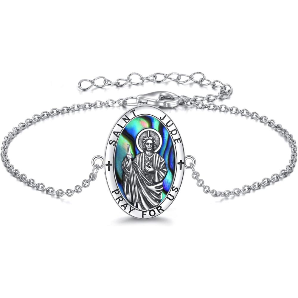imageYFN Sterling Silver St MichaelSt ChristopherJesusVirgin Mary Bracelet for Men Women CatholicProtectorTalisman Michael Archangel Medal Bracelet Jewelry 72 InchSilverSaint Jude Bracelet