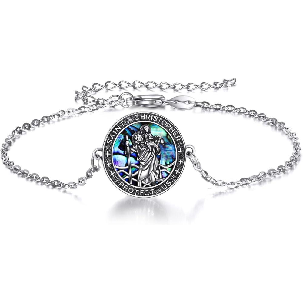 imageYFN Sterling Silver St MichaelSt ChristopherJesusVirgin Mary Bracelet for Men Women CatholicProtectorTalisman Michael Archangel Medal Bracelet Jewelry 72 InchSilverSaint Christopher Bracelet