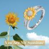 YFN Sterling Silver You are My Sunshine Sunflower Statement Ring with Cubic Zirconial Band Gifts