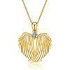 YFN Angel Wings Necklace 925 Sterling Silver Guardian Angel Wings Pendant Necklace Birthstone Necklace for Women Girls Christmas Jewelry Gifts(18k yellow gold plated)