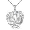 YFN Angel Wings Necklace 925 Sterling Silver Guardian Angel Wings Pendant Necklace Birthstone Necklace for Women Girls Christmas Jewelry Gifts(April-white)