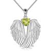YFN Angel Wings Necklace 925 Sterling Silver Guardian Angel Wings Pendant Necklace Birthstone Necklace for Women Girls Christmas Jewelry Gifts(August wings)