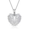 YFN Angel Wings Necklace 925 Sterling Silver Guardian Angel Wings Pendant Necklace Birthstone Necklace for Women Girls Christmas Jewelry Gifts(A-white gold plated)