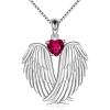 YFN Angel Wings Necklace 925 Sterling Silver Guardian Angel Wings Pendant Necklace Birthstone Necklace for Women Girls Christmas Jewelry Gifts(July wings)