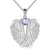 YFN Angel Wings Necklace 925 Sterling Silver Guardian Angel Wings Pendant Necklace Birthstone Necklace for Women Girls Christmas Jewelry Gifts(June)