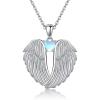 YFN Angel Wings Necklace 925 Sterling Silver Guardian Angel Wings Pendant Necklace Birthstone Necklace for Women Girls Christmas Jewelry Gifts(moonstone wings)