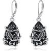 YFN Black Tourmaline Earrings Sterling Silver Dangle Drop Leverback Earrings Crystal Healing Jewelry Spiritual Protection Gifts for Women(Butterfly)