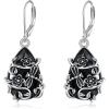 YFN Black Tourmaline Earrings Sterling Silver Dangle Drop Leverback Earrings Crystal Healing Jewelry Spiritual Protection Gifts for Women(Dragonfly)