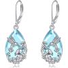 YFN Black Tourmaline Earrings Sterling Silver Dangle Drop Leverback Earrings Crystal Healing Jewelry Spiritual Protection Gifts for Women(Hummingbird Moonstone)