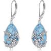 YFN Black Tourmaline Earrings Sterling Silver Dangle Drop Leverback Earrings Crystal Healing Jewelry Spiritual Protection Gifts for Women(Hummingbird Turquoise)