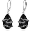 YFN Black Tourmaline Earrings Sterling Silver Dangle Drop Leverback Earrings Crystal Healing Jewelry Spiritual Protection Gifts for Women(Octopus)