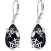 YFN Black Tourmaline Earrings Sterling Silver Dangle Drop Leverback Earrings Crystal Healing Jewelry Spiritual Protection Gifts for Women(Spider)