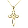 YFN Celtic Knot Cross Necklace Sterling Silver Infinity Love Heart Pendant Necklace(Gold Celtic Cross Necklace)