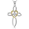 YFN Celtic Knot Cross Necklace Sterling Silver Infinity Love Heart Pendant Necklace(Gold Heart Cross Necklace 18″)