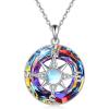 YFN Compass Pendant Necklace Sterling Silver Navy Anchor Travel Map Necklace for Women Men 18″(Compass Necklace with Volcanic Crystal)