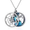 YFN Compass Pendant Necklace Sterling Silver Navy Anchor Travel Map Necklace for Women Men 18″(Go in the Direction of Your Dream Necklace)