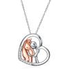 YFN Horse Pendant Necklace Jewelry 925 Sterling Silver Women Embrace Horse Gift For Women(A-Rose-Horse Necklace)