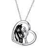 YFN Horse Pendant Necklace Jewelry 925 Sterling Silver Women Embrace Horse Gift For Women(Black-Horse Necklace)