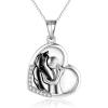 YFN Horse Pendant Necklace Jewelry 925 Sterling Silver Women Embrace Horse Gift For Women(Black-Mother of Pearl Horse Necklace)