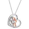 YFN Horse Pendant Necklace Jewelry 925 Sterling Silver Women Embrace Horse Gift For Women(White-Horse Necklace)