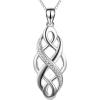 YFN Irish Celtic Knot Created Opal Pendant Necklace Sterling Silver Black Necklaces for Women Men 18″(A Infinity Love Necklace)