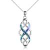 YFN Irish Celtic Knot Created Opal Pendant Necklace Sterling Silver Black Necklaces for Women Men 18″(Abalone-Celtic Jewelry for Women)