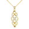YFN Irish Celtic Knot Created Opal Pendant Necklace Sterling Silver Black Necklaces for Women Men 18″(Gold-Celtic Jewelry for Women)