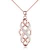 YFN Irish Celtic Knot Created Opal Pendant Necklace Sterling Silver Black Necklaces for Women Men 18″(Rose Gold Celtic Necklace)