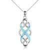 YFN Irish Celtic Knot Created Opal Pendant Necklace Sterling Silver Black Necklaces for Women Men 18″(Turquoise-Celtic Necklace for Women)