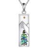 YFN Mountain Necklace for Women Sterling Silver Nature Jewelry Gift for Skiers, Hikers, Campers, Climbers and Nature Lovers(Mountain Necklace with Mustard Seed)