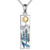 YFN Mountain Necklace for Women Sterling Silver Nature Jewelry Gift for Skiers, Hikers, Campers, Climbers and Nature Lovers(Silver-Mountain and Wolf Necklace)