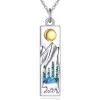 YFN Mountain Necklace for Women Sterling Silver Nature Jewelry Gift for Skiers, Hikers, Campers, Climbers and Nature Lovers(Silver-Sun Bear Mountain Necklaces)