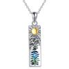 YFN Mountain Necklace for Women Sterling Silver Nature Jewelry Gift for Skiers, Hikers, Campers, Climbers and Nature Lovers(Silver-Sun Ocean Necklace)