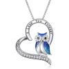 YFN Owl Necklace Sterling Silver I Love You Forever Heart Owl Gifts for Women(Blue)