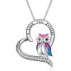 YFN Owl Necklace Sterling Silver I Love You Forever Heart Owl Gifts for Women(Red)