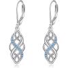 YFN Sterling Silver Celtic Knot Dangle Earrings Good Luck Irish Celtic Knot Leverback Dangles Earrings for Women(Blue-Celtic Knot Earrings)