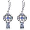 YFN Sterling Silver Celtic Knot Dangle Earrings Good Luck Irish Celtic Knot Leverback Dangles Earrings for Women(Celtic Claddagh Earrings)